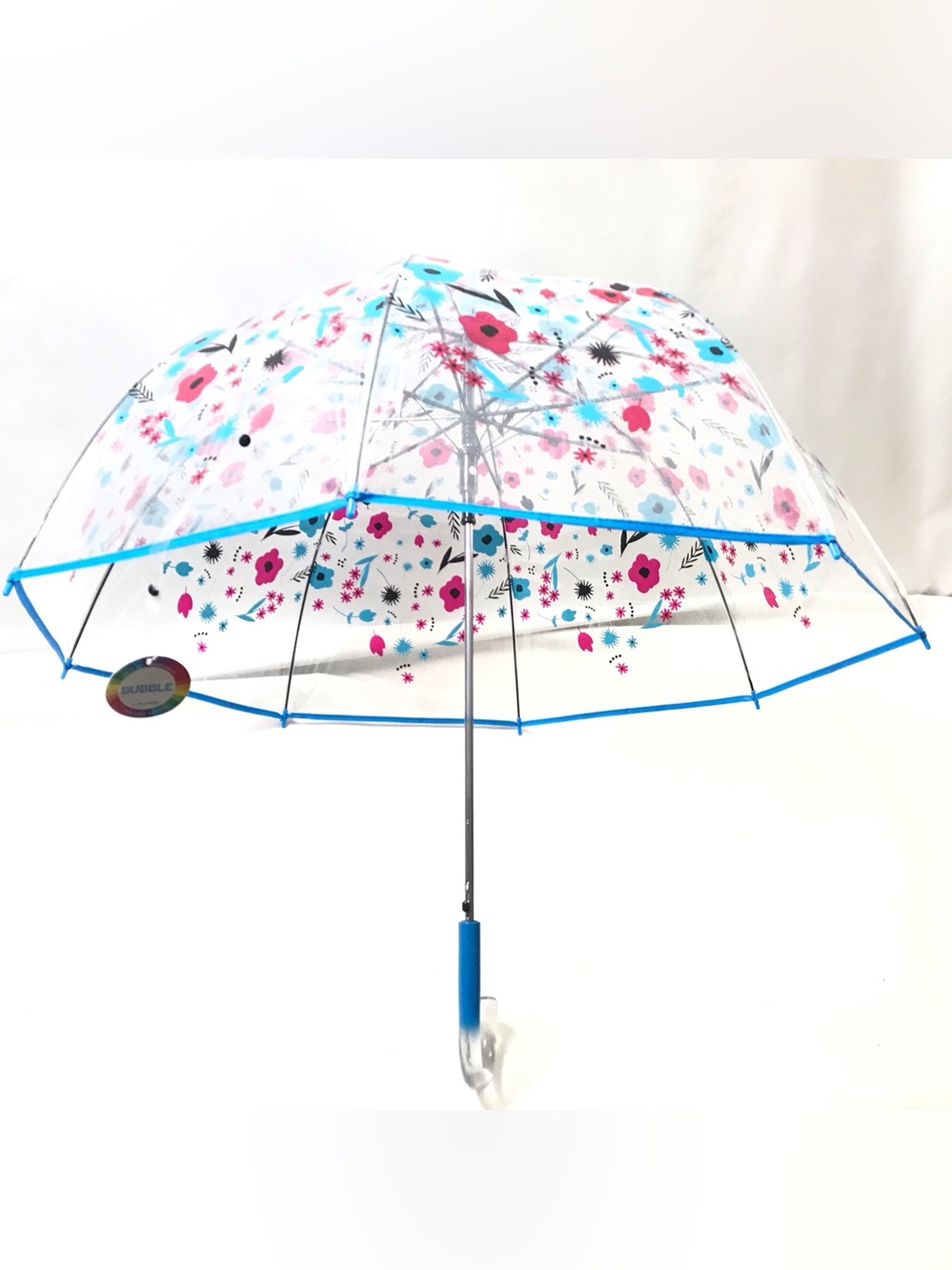 ShedRain Bubble Umbrella Clear Auto-Open Floral Plastic Handle